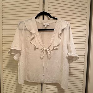 TOPSHOP sheer tie front blouse - size 12